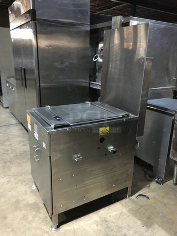 Amazing! Belshaw Adamatic Commercial Natural Gas Powered Donut Deep Fat Fryer! With Backsplash! All Stainless Steel! Model 718LCGNG Serial W11070098! On Legs! - Image 2 of 10
