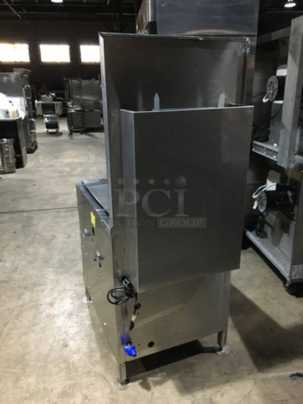 Amazing! Belshaw Adamatic Commercial Natural Gas Powered Donut Deep Fat Fryer! With Backsplash! All Stainless Steel! Model 718LCGNG Serial W11070098! On Legs! - Image 4 of 10