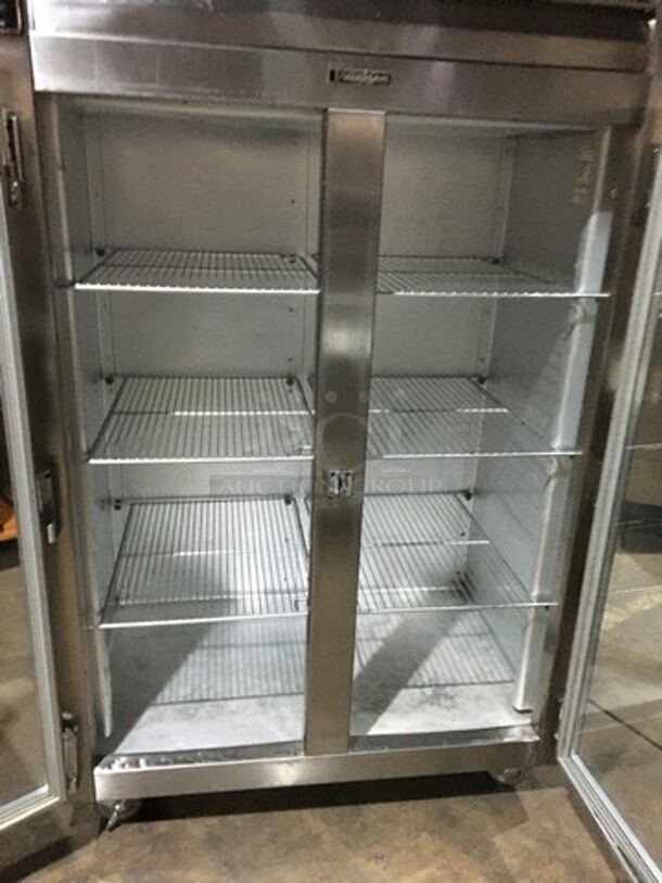 Traulsen Commercial Reach In 2 Door Cooler Merchandiser! All Stainless Steel Body! With Poly Coated Racks! Model AHT232NREFHG Serial T251270I98! 115V 1Phase! On Casters! - Image 4 of 9