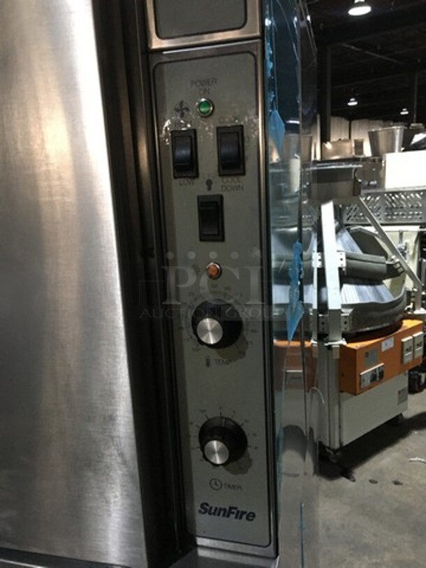 GREAT! Sunfire Double Stacked Natural Gas Powered Convection Ovens! All S.S! With One View Through Door & One Solid Door! Model SCOGS10S Serial 1209230000723! On Commercial Casters! 2 X Your Bid! Makes One Unit! - Image 8 of 10