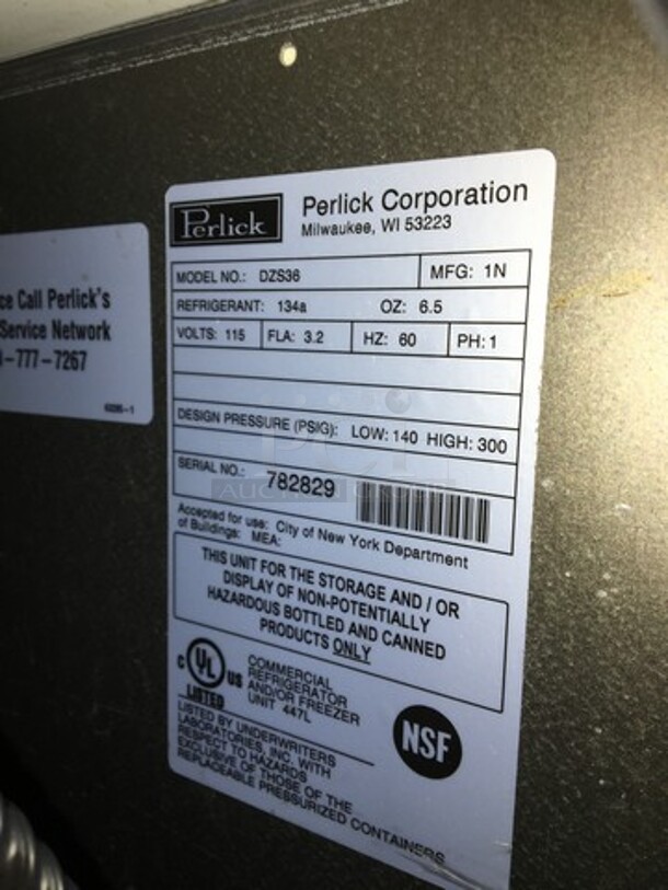 Perlick Commercial Single Door Refrigerated Draft Beer System! All Stainless Steel! Model DZS36 Serial 782829! 115V 1Phase! - Image 6 of 9