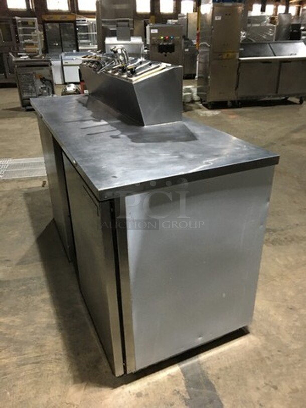 NICE! Beverage Air Commercial Refrigerated Work Top Station! With 2 Door Underneath Storage Space! With Cold Topping Rail! All Stainless Steel! Model MS681 Serial 6715397! 115V 1Phase! - Image 2 of 9