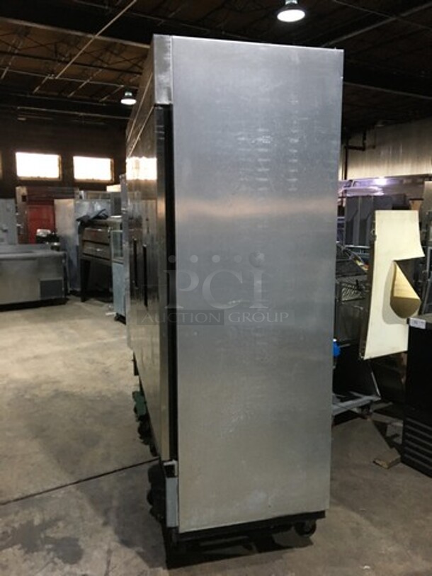 True Commercial 3 Door Reach In Freezer! With Poly Coated Racks! All Stainless Steel! Model T72F Serial 14148183! 115/208/230V 1Phase! On Casters!
 - Image 3 of 8