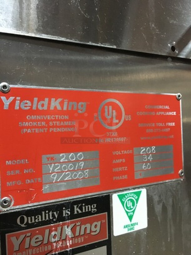 BEAUTIFUL! 2008 Yield King Commercial Electric Powered Omnivection Smoker/Steamer! All Stainless Steel! Model YK200 Serial Y20019! 208V 1Phase! On Commercial Casters! - Image 5 of 11