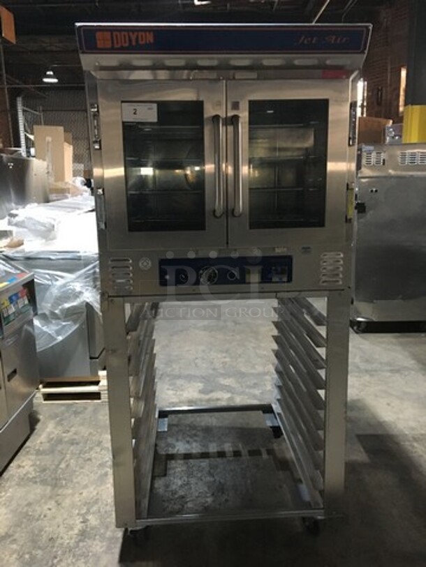 FANTASTIC! Doyon Jet Air Commercial Electric Powered Convection Oven! With 2 View Through Doors! On Pan Holding Rack! All Stainless Steel! Model JA4 Serial 277! 120/208V 3Phase! On Casters!