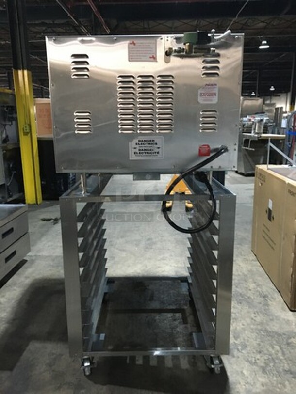 FANTASTIC! Doyon Jet Air Commercial Electric Powered Convection Oven! With 2 View Through Doors! On Pan Holding Rack! All Stainless Steel! Model JA4 Serial 277! 120/208V 3Phase! On Casters! - Image 4 of 10