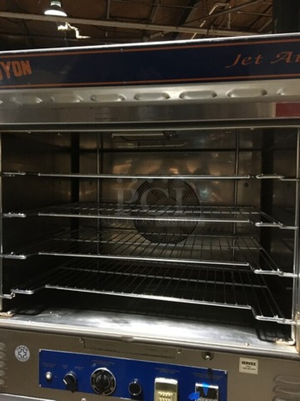 FANTASTIC! Doyon Jet Air Commercial Electric Powered Convection Oven! With 2 View Through Doors! On Pan Holding Rack! All Stainless Steel! Model JA4 Serial 277! 120/208V 3Phase! On Casters! - Image 5 of 10