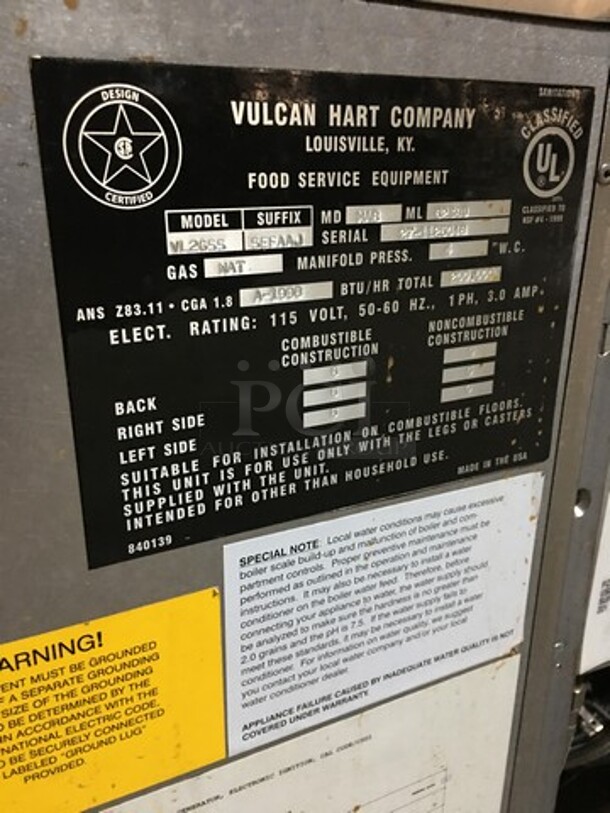 Vulcan Commercial Natural Gas Powered Heavy Duty Dual Cabinet Steamer! All Stainless Steel! Model VL2GSS Serial 271125048! 200,000 BTU! On Legs! - Image 8 of 9
