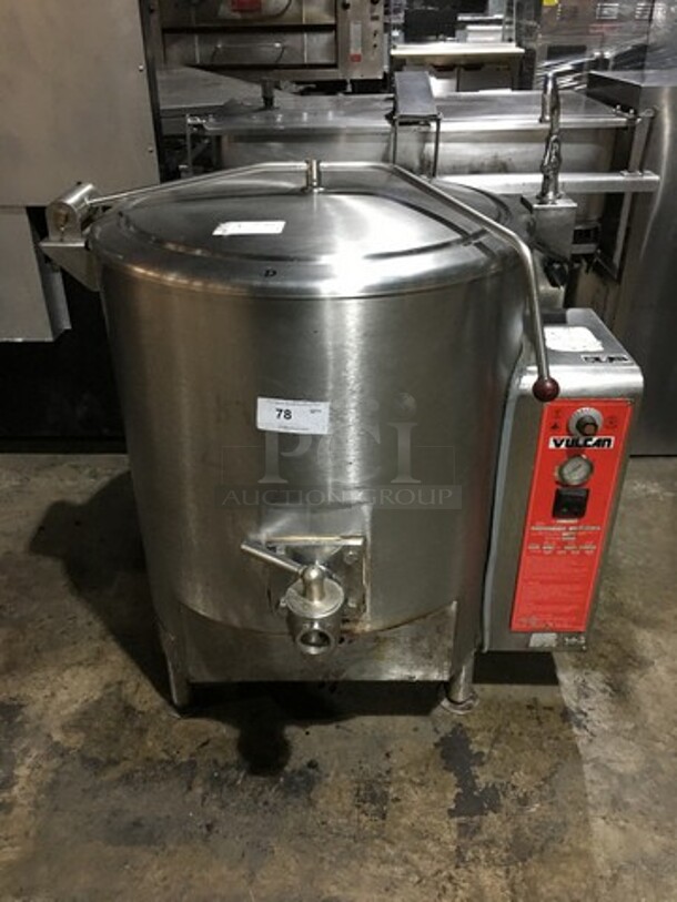 Vulcan Commercial Natural Gas Powered Jacketed Stationary Kettle! All Stainless Steel! Model GL40E Serial 271137918! On Legs! 
