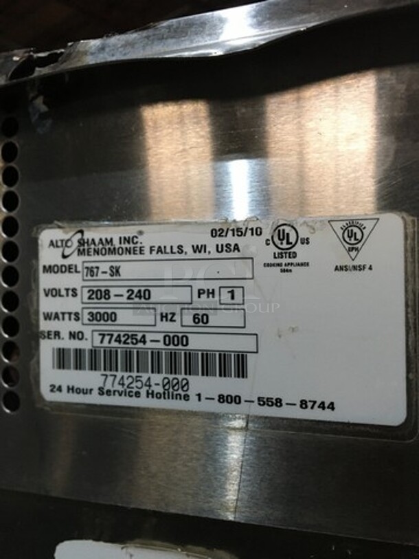 Alto Shaam Commercial Single Door Electric Powered Smoker! With View Through Door! All Stainless Steel! Model 767SK Serial 774254000! 208/240V 1Phase! On Casters! - Image 5 of 8