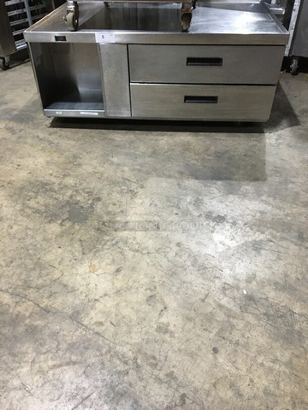 Delfield Commercial Refrigerated 2 Drawers Chef Base! With Storage Space! All Stainless Steel! 115V 1Phase! On Casters!