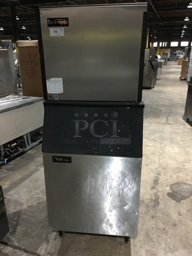 Ice-O-Matic Commercial Ice Making Machine! On Ice Bin! All Stainless Steel! Model ICE1006HW5 Serial 15061280013097! 208/230V! On Legs! 2 X Your Bid! Makes One Unit!