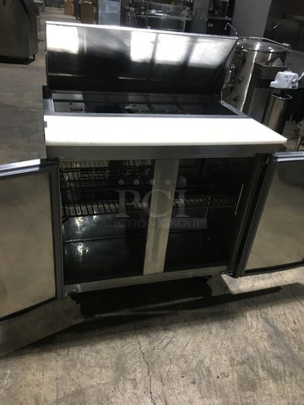 Avantco Commercial Refrigerated Sandwich Prep Table! With 2 Door Underneath Storage Space! With Commercial Cutting Board! All Stainless Steel! Model 178SCL236! 115V! On Casters! - Image 5 of 10