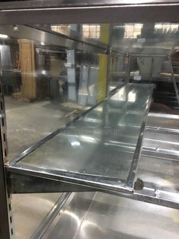 All Stainless Steel 4 Well Natural Gas Powered Commercial Steam Table! With Underneath Storage Space! With Overhead Serving Shelf! On Legs! - Image 7 of 11