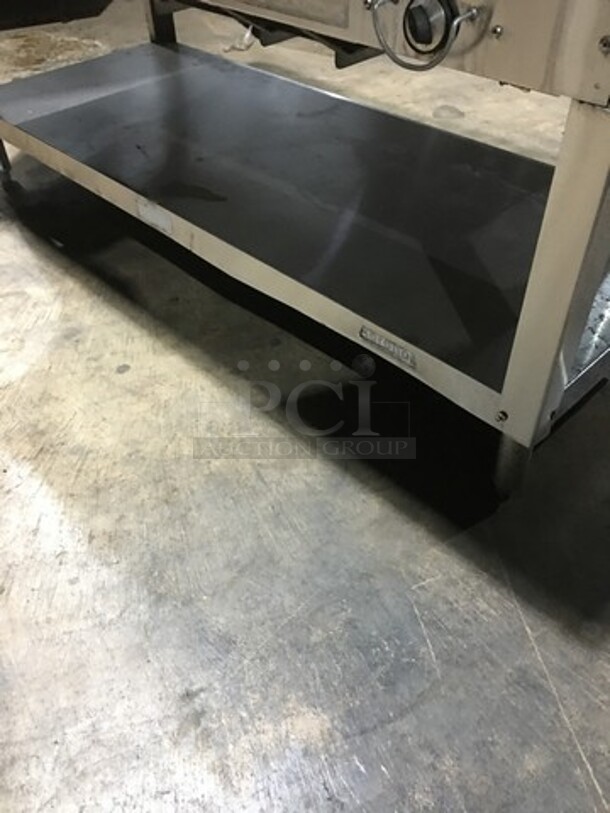 All Stainless Steel 4 Well Natural Gas Powered Commercial Steam Table! With Underneath Storage Space! With Overhead Serving Shelf! On Legs! - Image 9 of 11