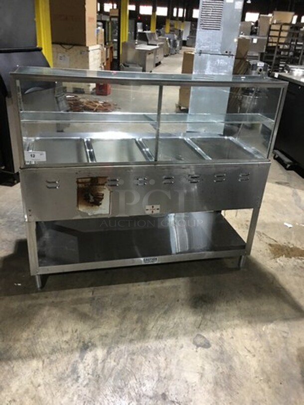 All Stainless Steel 4 Well Natural Gas Powered Commercial Steam Table! With Underneath Storage Space! With Overhead Serving Shelf! On Legs! - Image 11 of 11