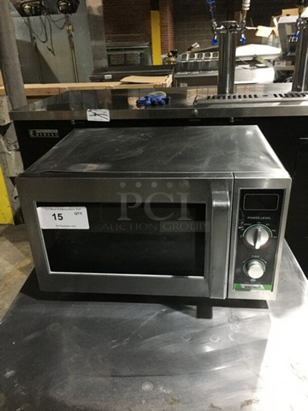Spectrum Commercial Countertop Microwave Oven! All Stainless Steel! Model EMW1000SD Serial EMW1D030002801! 120V!