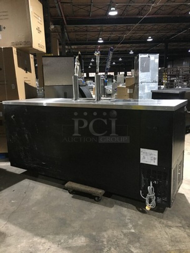 WOW! Everest Commercial Refrigerated 4 Tap Kegerator! With Double Beer Tower! With 3 Door Underneath Storage Space! Model B226BD3RRRCE Serial BBEKE0141S! 220V 1 Phase! - Image 3 of 10