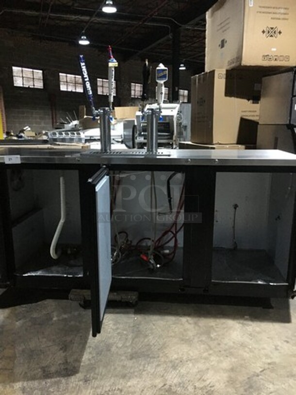 WOW! Everest Commercial Refrigerated 4 Tap Kegerator! With Double Beer Tower! With 3 Door Underneath Storage Space! Model B226BD3RRRCE Serial BBEKE0141S! 220V 1 Phase! - Image 5 of 10