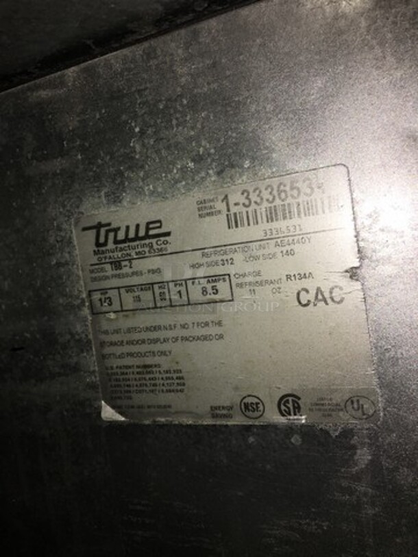 True Commercial Refrigerated 2 Door Bar Back! With Poly Coated Racks! Model TBB2 Serial 13336531! 115V 1Phase! - Image 8 of 9