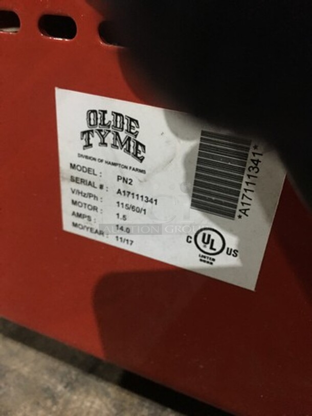 2017 Late Model! Old Tyme Peanut Grinder Machine! Model PN2 Serial A17111341! 115V 1 Phase! - Image 5 of 8