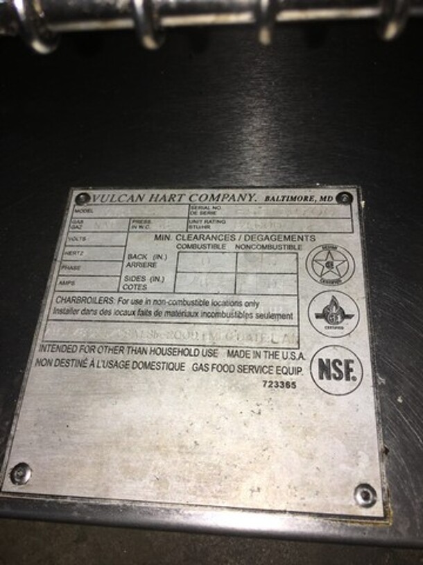 Vulcan Commercial Natural Gas Powered Range Mount 36" Cheese Melter! All Stainless Steel! Model VCM3614 Serial 650102700! - Image 7 of 9