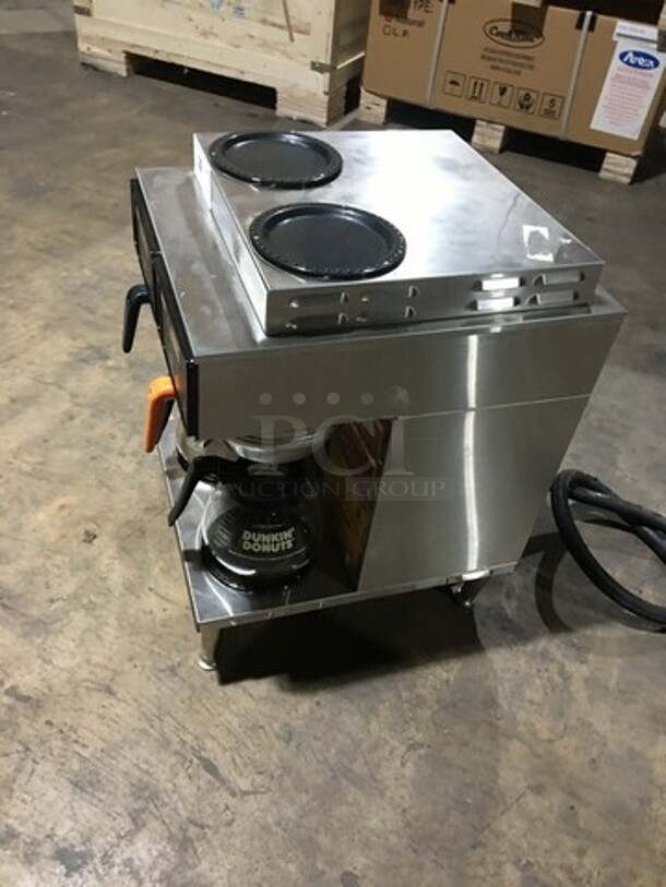 Bunn Commercial Countertop Dual Coffee Brewing Machine! Axiom Series! With 4 Coffee Pot Warming Stations! All Stainless Steel! Model AXIOM2/2TWIN Serial AXTN008668! 120/208/240V! 1Phase! On Legs! - Image 2 of 9
