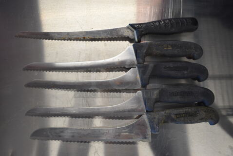 5 SHARPENED Stainless Steel Serrated Knives. Includes 15". 5 Times Your Bid!