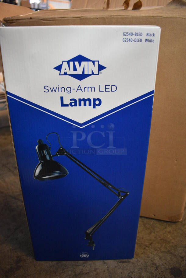 4 BRAND NEW IN BOX! Alvin G2540-BLED Black Metal Swing Arm LED Lamps. 4 Times Your Bid! - Image 1 of 4