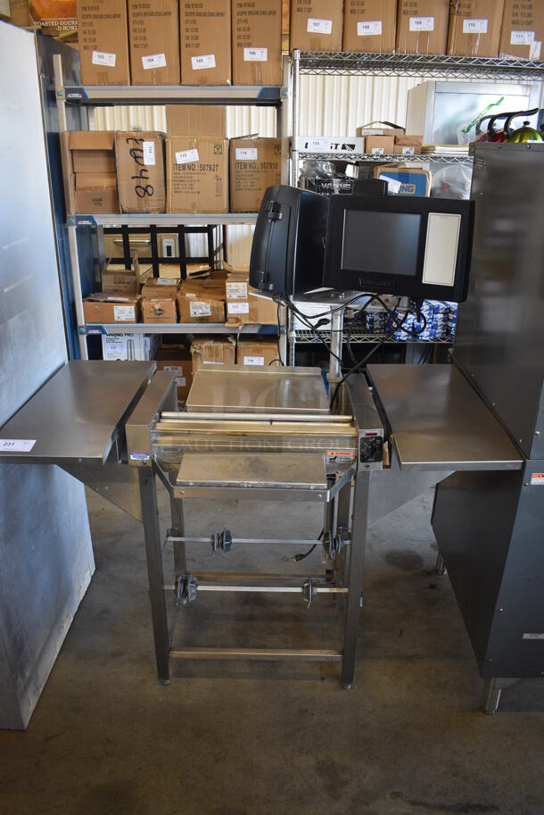SWEET! Hobart Model HWS-4 Stainless Steel Commercial Floor Style Heat Seal Shrink Wrapping Station w/ Hobart Model EPCP Monitor and Label Printer. 120 Volts, 1 Phase. 54x32x62. Tested and Working!