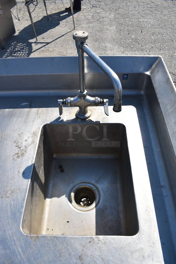 Stainless Steel Commercial Counter w/ Sink Basin, Faucet, Handles and 5 Lower Doors. 126x30x41 - Image 3 of 8