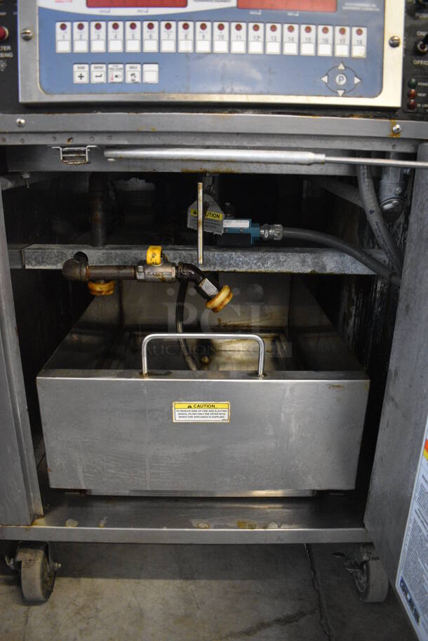 GORGEOUS! Giles Model WOG-MP-VH Stainless Steel Commercial Floor Style Electric Powered Fryer w/ Ventless Hood on Commercial Casters. 240 Volts, 3 Phase. 24x31x81 - Image 8 of 12