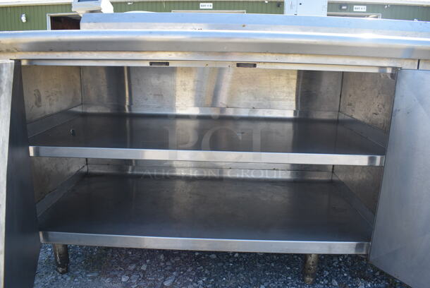 Stainless Steel Commercial Counter w/ Sink Basin, Faucet, Handles and 5 Lower Doors. 126x30x41 - Image 6 of 8