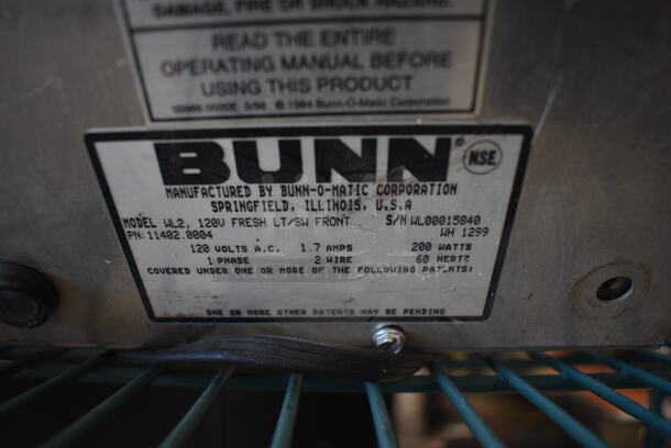 NICE! Bunn Model WL2 Stainless Steel Commercial Countertop 2 Tier 2 Burner Coffee Pot Warmer. 120 Volts, 1 Phase. 8x18x5. Tested and Working! - Image 4 of 4