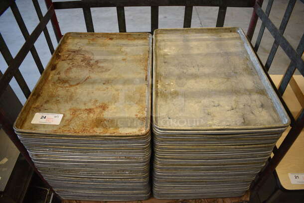 100 Metal Full Size Baking Pans w/ Metal Commercial Cart on Commercial Casters. 18x26x1, Cart: 40x26x61. 100 Times Your Bid! - Image 5 of 5
