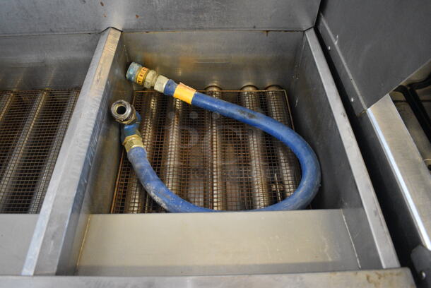 FANTASTIC! 2012 Dean Model SCFHD260GNC Stainless Steel Commercial Floor Style Natural Gas Powered Double Bay Deep Fat Fryer w/ Filtration System on Commercial Casters. 125,000 BTU. 40x36x49 - Image 3 of 9