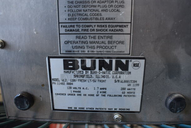 NICE! Bunn Model WL2 Stainless Steel Commercial Countertop 2 Tier 2 Burner Coffee Pot Warmer. 120 Volts, 1 Phase. 8x18x5. Tested and Working! - Image 4 of 4