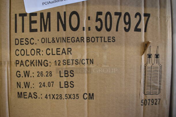 11 BRAND NEW IN BOX! Sets of Two Europeware Glass Oil & Vinegar Bottles. 2x2x12. 11 Times Your Bid! - Image 4 of 4