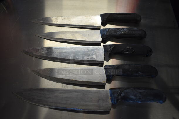 5 SHARPENED Stainless Steel Chef Knives. Includes 13". 5 Times Your Bid! - Image 1 of 4