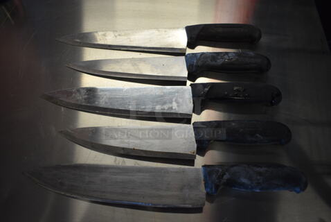 5 SHARPENED Stainless Steel Chef Knives. Includes 13". 5 Times Your Bid!