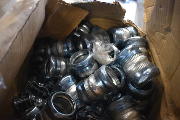 ALL ONE MONEY! Lot of BRAND NEW IN BOX! Steel Electric Metal Connectors! 2x2x2.5 - Image 1 of 4