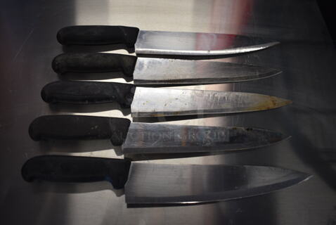 5 SHARPENED Stainless Steel Chef Knives. Includes 14". 5 Times Your Bid!