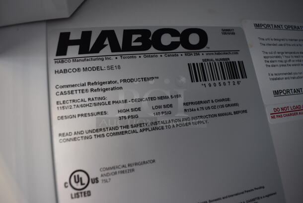 WOW! 2019 Habco Model SE18 Metal Commercial Single Door Reach In Cooler Merchandiser w/ Poly Coated Racks. 115 Volts, 1 Phase. 24x24x78. Tested and Working! - Image 5 of 5