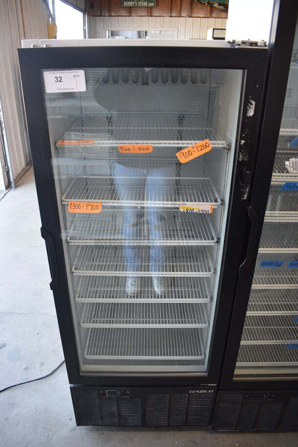 WOW! 2013 Habco Model SE12 Metal Commercial Single Door Reach In Cooler Merchandiser w/ Poly Coated Racks. 115 Volts, 1 Phase. 24x24x63. Tested and Working!