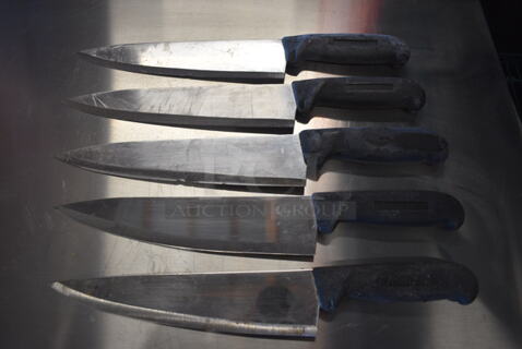 5 SHARPENED Stainless Steel Chef Knives. Includes 14". 5 Times Your Bid!