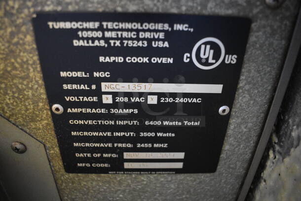 FANTASTIC! Turbochef Model NGC Stainless Steel Commercial Countertop Electric Powered Rapid Cook Oven. 208/230-240 Volts, 1 Phase. 26x26x23 - Image 5 of 6