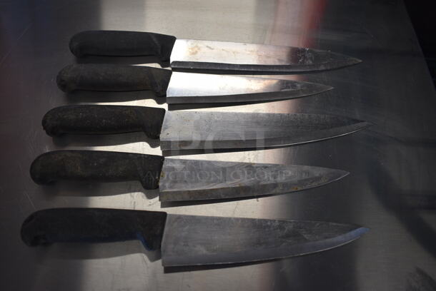 5 SHARPENED Stainless Steel Chef Knives. Includes 14