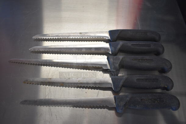 5 SHARPENED Stainless Steel Serrated Knives. Includes 13". 5 Times Your Bid! - Image 1 of 5