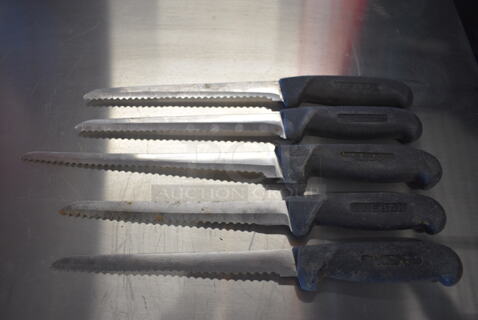 5 SHARPENED Stainless Steel Serrated Knives. Includes 13". 5 Times Your Bid!