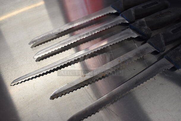 5 SHARPENED Stainless Steel Serrated Knives. Includes 13". 5 Times Your Bid! - Image 2 of 5